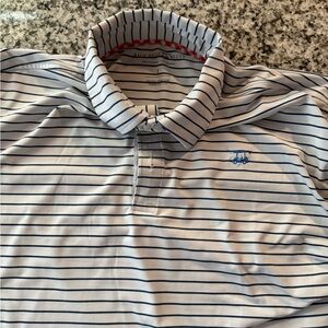 Men's Classic Striped Polo Shirt - Navy and White